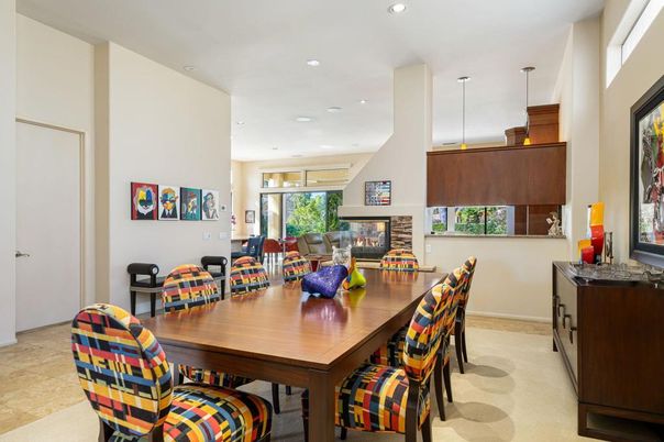 Dining room, Fireplace, Interior, Pendant Lights, Recessed Lighting
