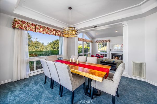 Dining room, Fireplace, Interior, Living room, Pendant Lights, Recessed Lighting