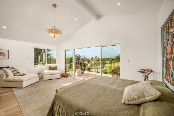 Bedroom, Interior, Pendant Lights, Recessed Lighting, Wood Texture Flooring
