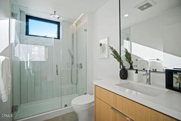 Bathroom, Glass Shower, Interior, Recessed Lighting