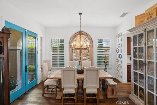 Chandelier, Dining room, Interior, Pendant Lights, Wood Texture Flooring