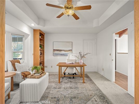 Home Office, Interior, Recessed Lighting, Wood Texture Flooring