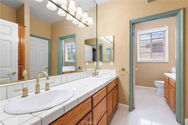 Bathroom, Dual Sink Vanities, Interior, Tile Countertops