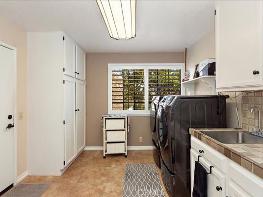 Interior, Kitchen, Tile Countertops, Washer