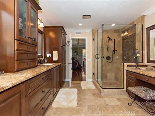 Bathroom, Dual Sink Vanities, Glass Shower, Interior, Recessed Lighting