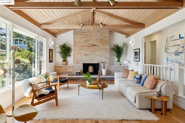 Fireplace, Interior, Living room, Stone Walls, Wooden Beams, Wooden Ceilings, Wood Texture Flooring