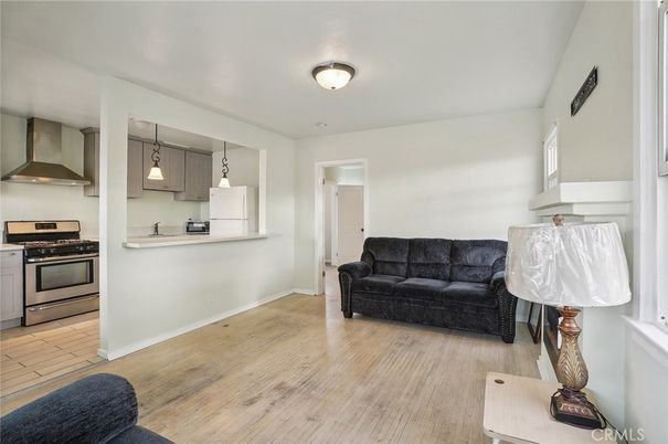 Interior, Kitchen, Pendant Lights, Stainless Steel Appliances, Wood Texture Flooring