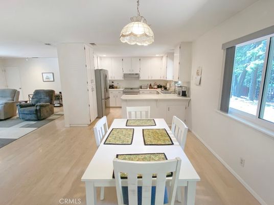 Dining room, Interior, Kitchen, Pendant Lights, Wood Texture Flooring