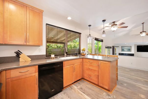 Interior, Kitchen, Pendant Lights, Recessed Lighting, Wood Texture Flooring