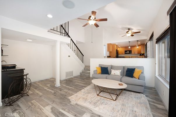 Interior, Kitchen, Living room, Recessed Lighting, Wood Texture Flooring