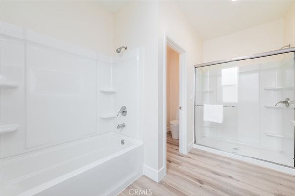 Bathroom, Glass Shower, Interior, Wood Texture Flooring