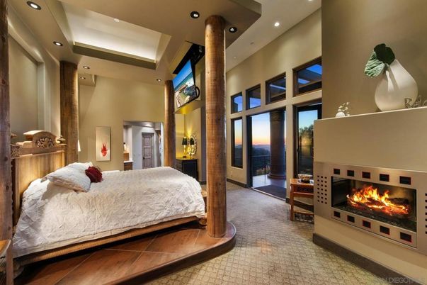 Bedroom, Fireplace, Interior, Recessed Lighting