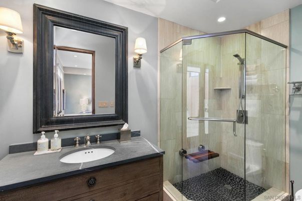Bathroom, Glass Shower, Interior, Recessed Lighting