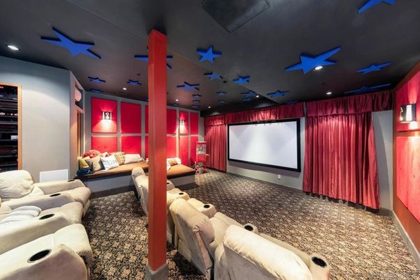 Home Theatre Room, Interior, Projection Screen, Recessed Lighting, Theatre Room