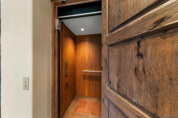 Elevator, Interior, Recessed Lighting, Wooden Walls