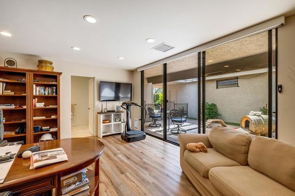 Home Office, Interior, Recessed Lighting, Wood Texture Flooring