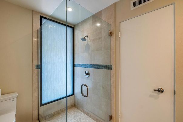 Bathroom, Glass Shower, Interior, Recessed Lighting