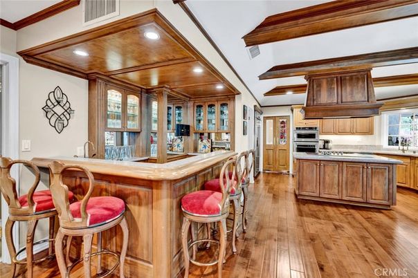 Interior, Kitchen, Recessed Lighting, Stainless Steel Appliances, Wooden Beams, Wood Texture Flooring
