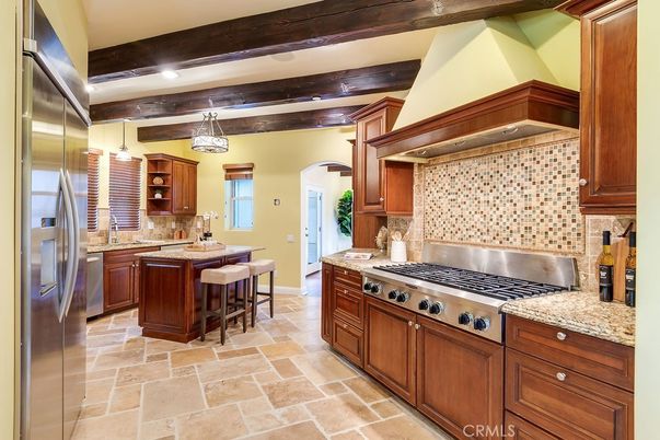 Interior, Kitchen, Pendant Lights, Recessed Lighting, Stainless Steel Appliances, Wooden Beams
