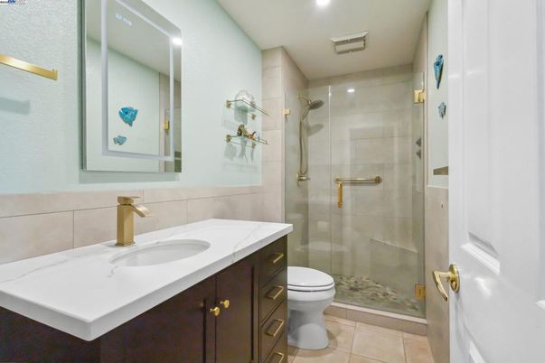 Bathroom, Glass Shower, Interior, Recessed Lighting