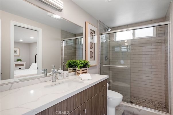 Bathroom, Dual Sink Vanities, Glass Shower, Interior, Recessed Lighting