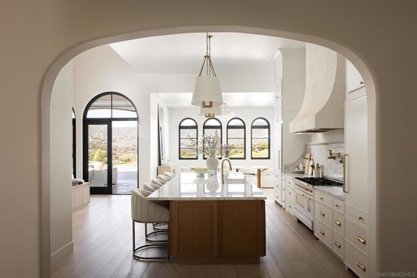 Dining room, Interior, Kitchen, Pendant Lights, Wood Texture Flooring