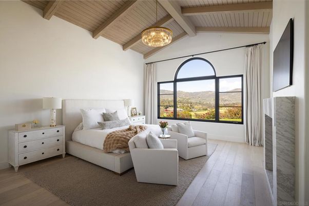 Bedroom, Interior, Living room, Pendant Lights, Wooden Beams, Wooden Ceilings, Wood Texture Flooring