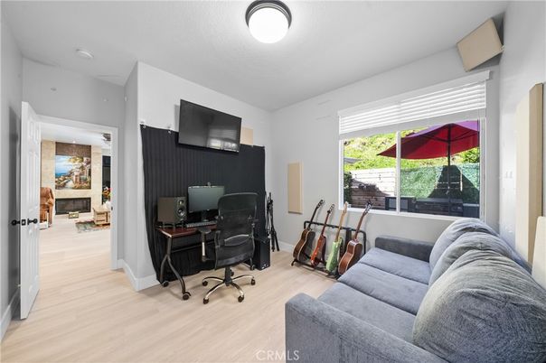 Fireplace, Home Office, Interior, Wood Texture Flooring