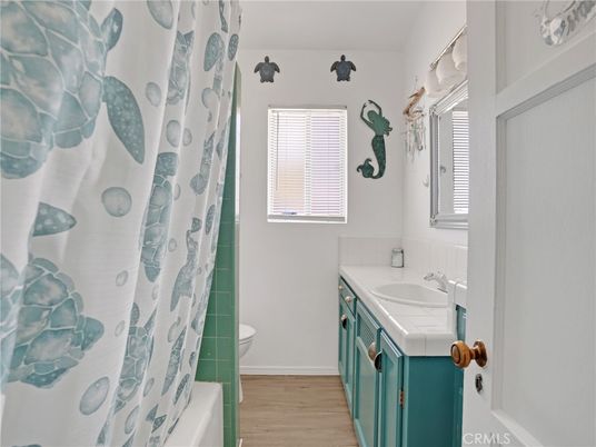Bathroom, Interior, Tile Countertops, Wood Texture Flooring
