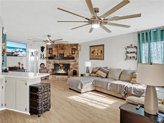 Bedroom, Fireplace, Interior, Living room, Stone Walls, Wood Texture Flooring