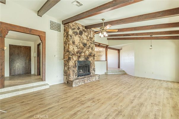 Fireplace, Interior, Stone Walls, Wooden Beams, Wood Texture Flooring