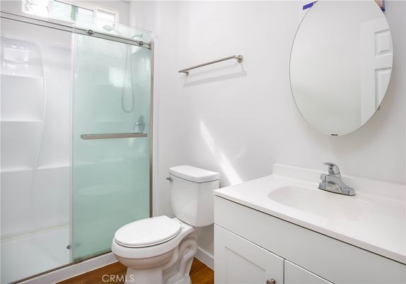 Bathroom, Glass Shower, Interior, Wood Texture Flooring