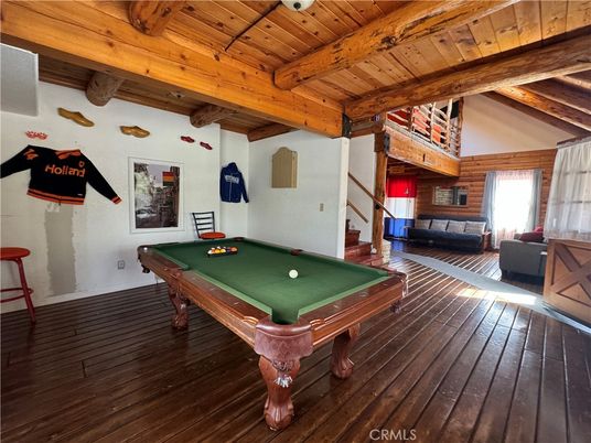 Billiard Table, Game Room, Interior, Wooden Beams, Wooden Ceilings, Wood Texture Flooring