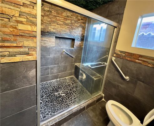 Bathroom, Glass Shower, Interior, Stone Walls