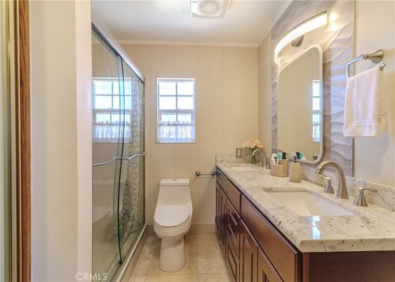 Bathroom, Dual Sink Vanities, Glass Shower, Interior