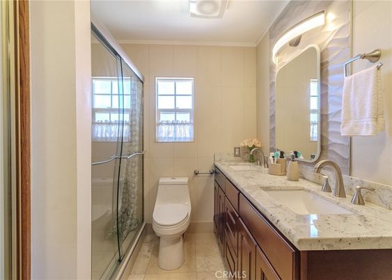 Bathroom, Dual Sink Vanities, Glass Shower, Interior