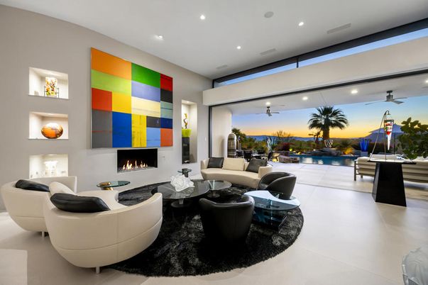 Fireplace, Interior, Living room, Recessed Lighting