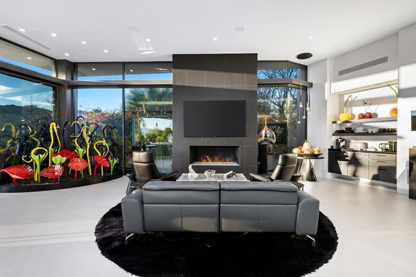 Fireplace, Interior, Living room, Recessed Lighting