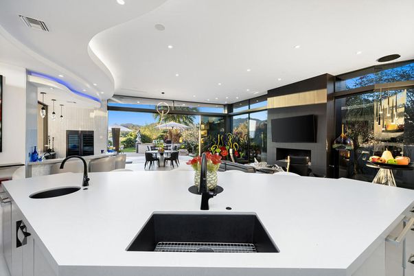 Dining room, Fireplace, Interior, Kitchen, Pendant Lights, Recessed Lighting