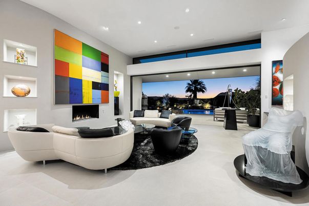 Fireplace, Interior, Living room, Recessed Lighting