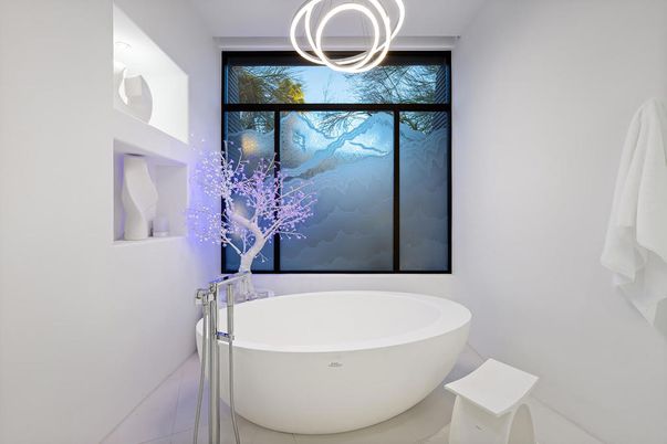 Bathroom, Free Standing Baths, Interior, Pendant Lights