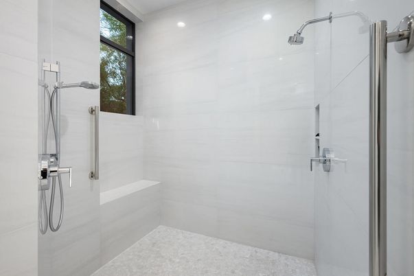 Bathroom, Glass Shower, Interior, Recessed Lighting