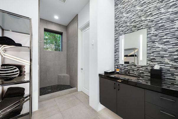 Bathroom, Glass Shower, Interior, Recessed Lighting