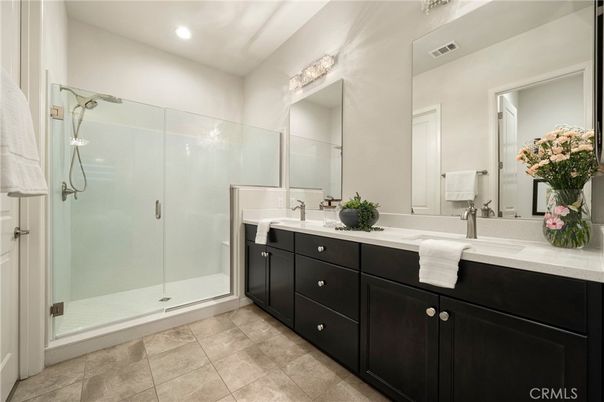 Bathroom, Dual Sink Vanities, Glass Shower, Interior, Recessed Lighting