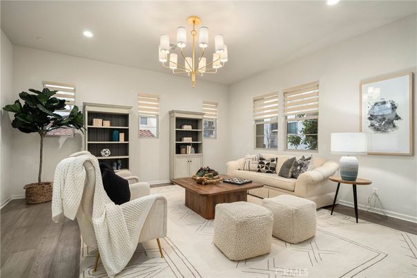 Chandelier, Interior, Living room, Recessed Lighting, Wood Texture Flooring