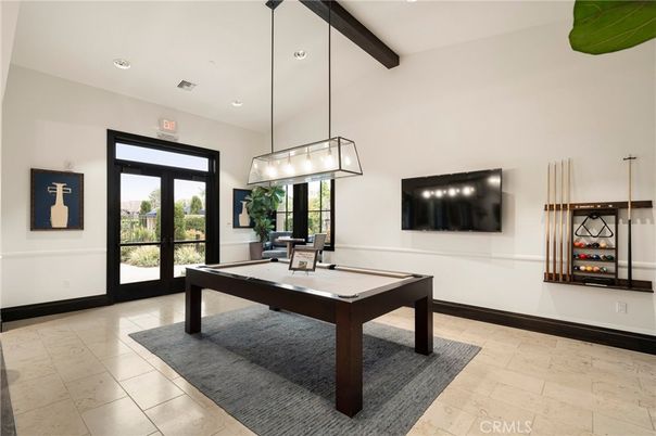 Billiard Table, Game Room, Interior, Pendant Lights, Recessed Lighting, Wooden Beams