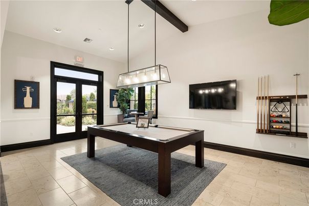 Billiard Table, Game Room, Interior, Pendant Lights, Recessed Lighting, Wooden Beams