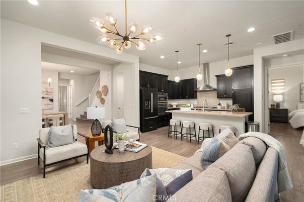 Interior, Kitchen, Living room, Pendant Lights, Recessed Lighting, Stainless Steel Appliances, Wood Texture Flooring