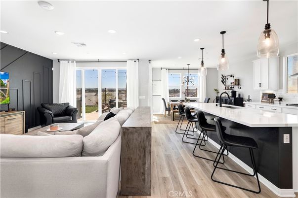 Interior, Kitchen, Living room, Pendant Lights, Recessed Lighting, Wood Texture Flooring