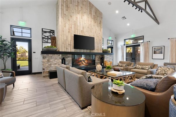 Fireplace, Interior, Living room, Recessed Lighting, Wood Texture Flooring, Wooden Walls